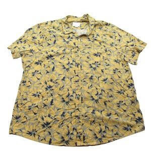 American Eagle Men's Yellow Floral Short Sleeve Button Up Shirt XXXL